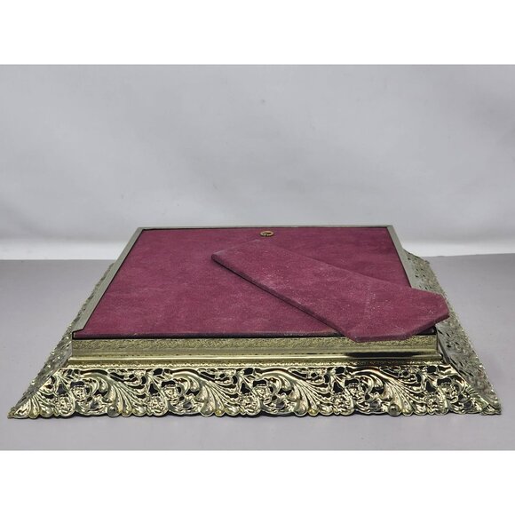 Vintage Large Table Top Filigree Picture Frame White Brushed Gold Stand Up Frame - Picture 3 of 5